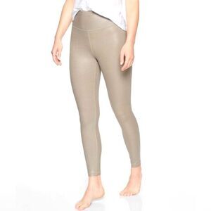 Athleta 353814-07 Powervita Sandbar Taupe Elation High Rise Shimmer TIghts  XS